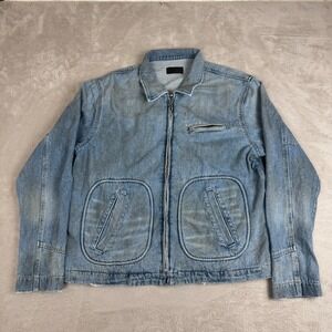 RTA‎ Denim Full Zip Jacket Mens L Blue Preowned Cotton Comfort Lightwash Travel